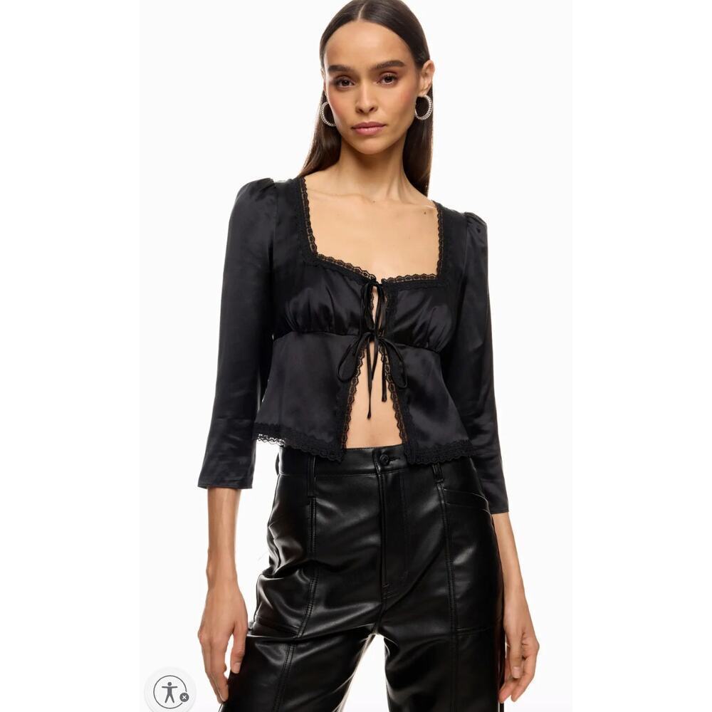 Reformation Lucinda Black Silk Top
